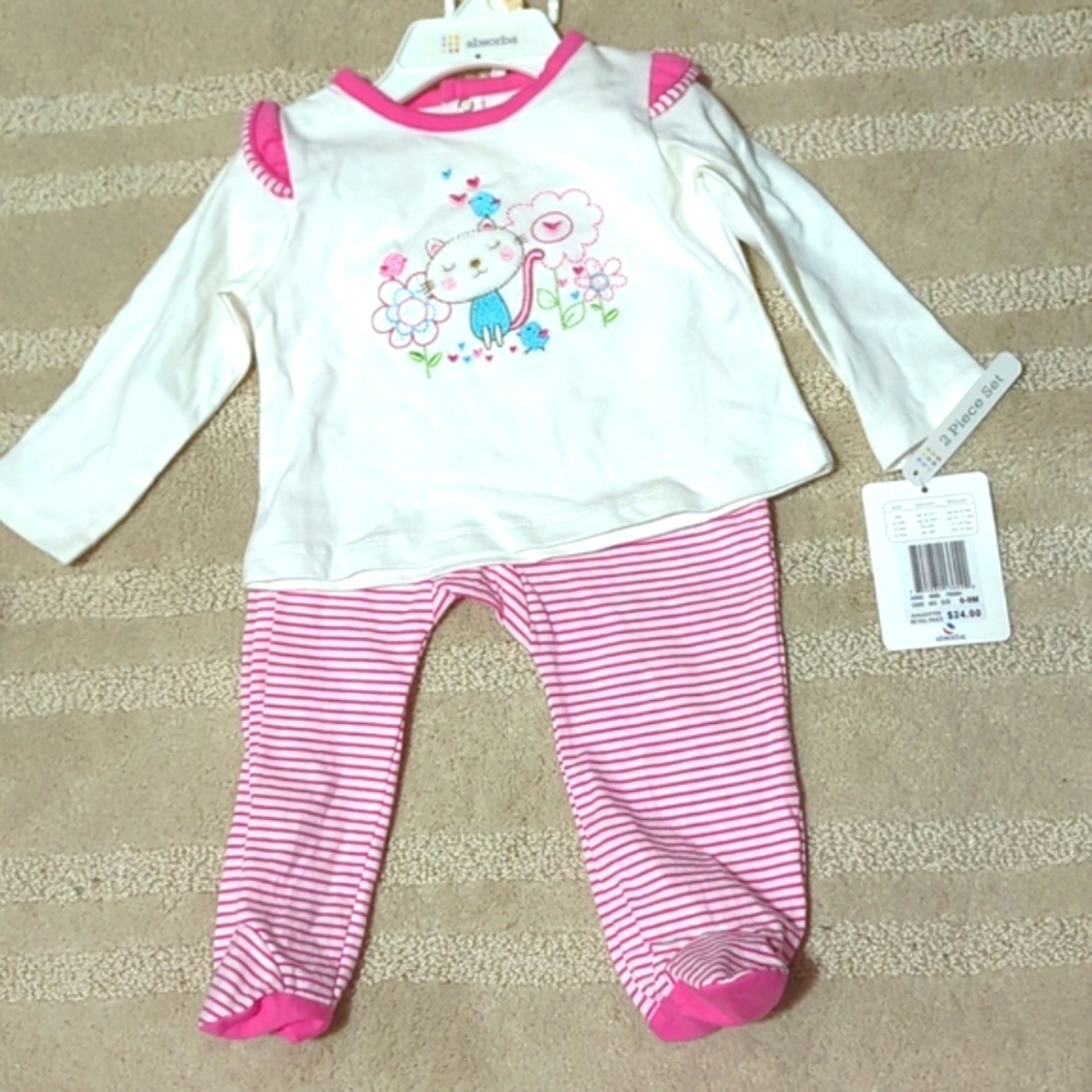 🩷🩷ABSORBA GIRLS  PJs 6-9 MOS. TOP & BOTTOM NEW WITH TAGS